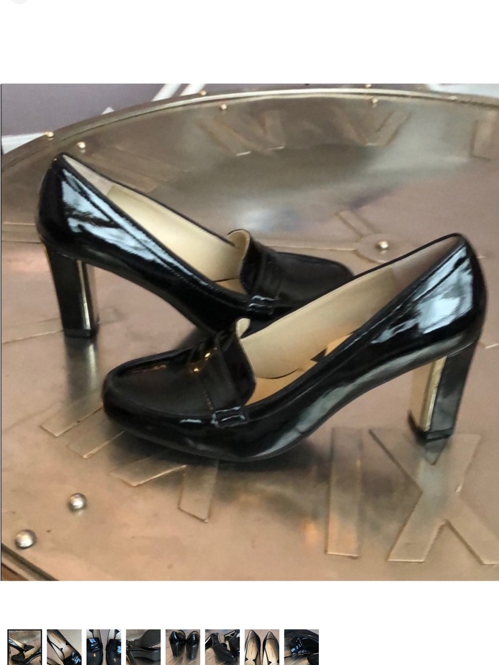 Adrienne Vittadini Black Patent Mid Heel Loafers